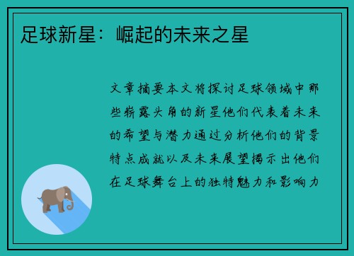足球新星：崛起的未来之星